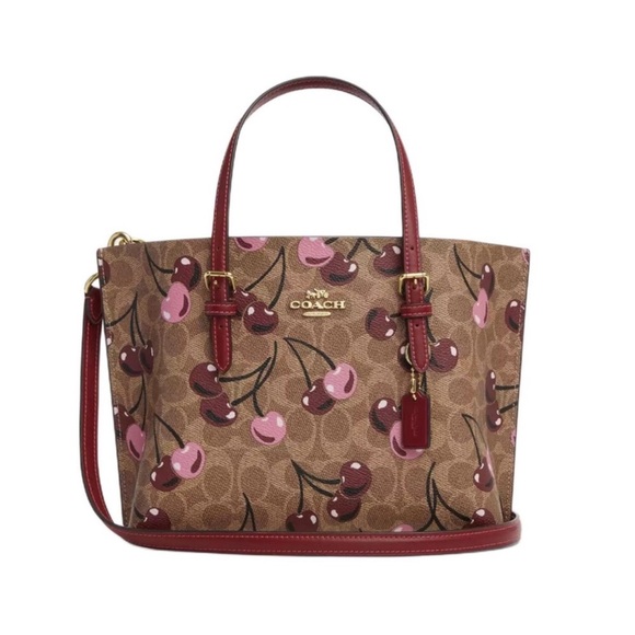 NWT 🍒 Coach Mollie tote 25 in Signature canvas with cherry 🍒 print CZ772 - Picture 1 of 8